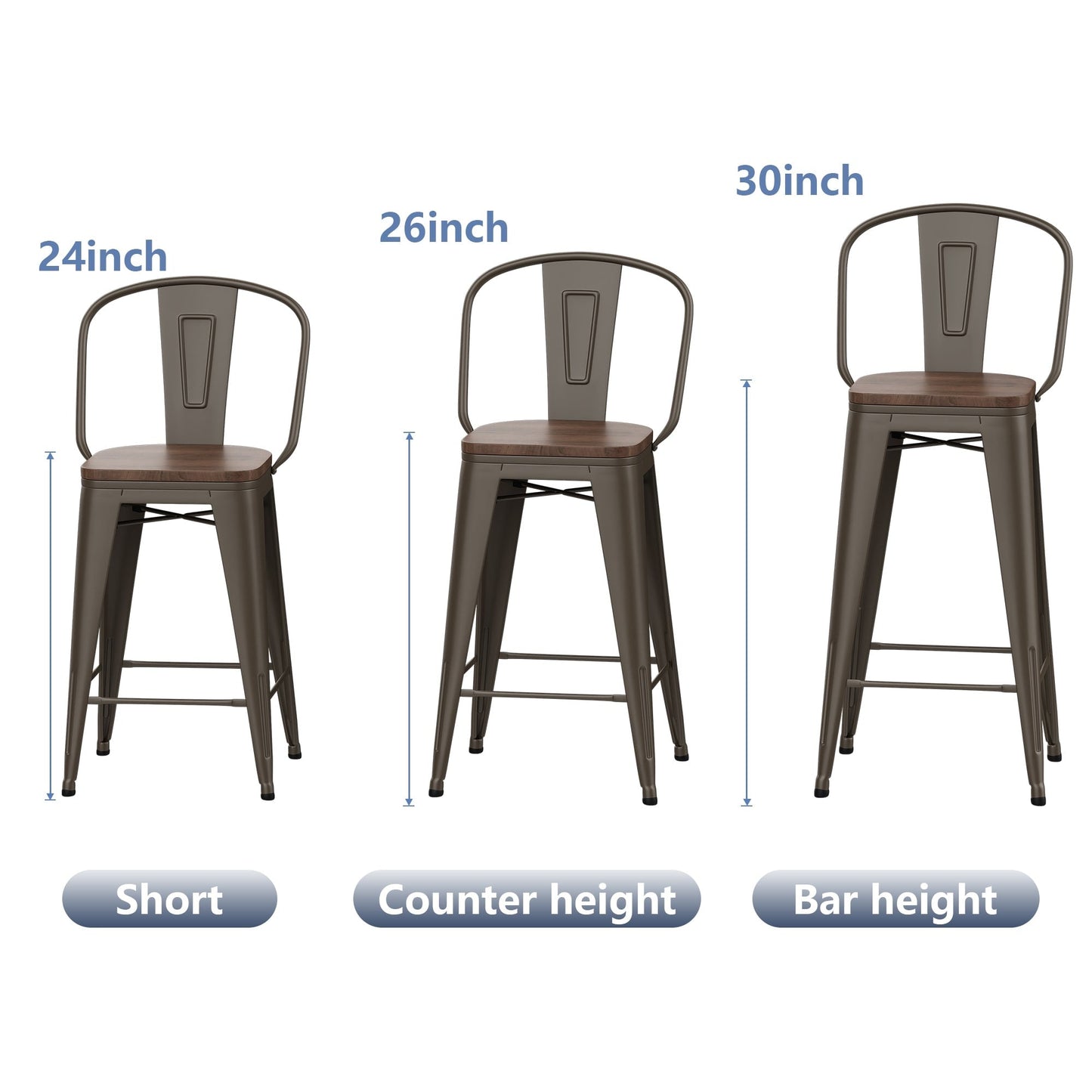 Andeworld farmhouse bar stools ,counter height bar stools set of 4 - Set of 4