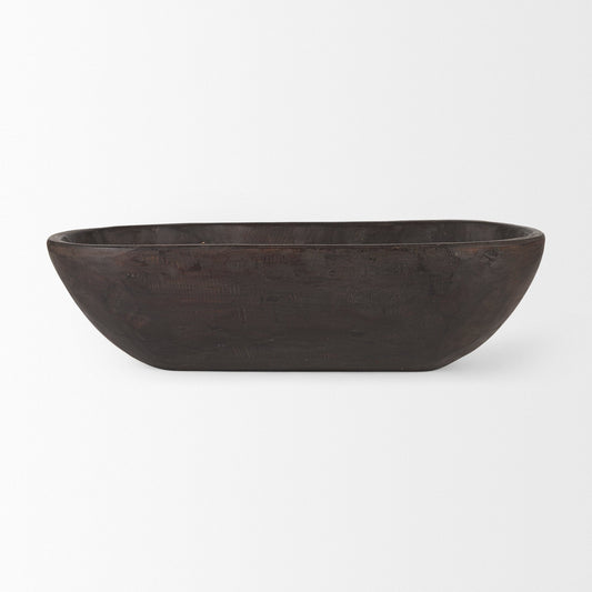 Athena Extra Large Oblong Black-Brown Reclaimed Wood Bowl - 26.0L x 10.0W x 7.0H