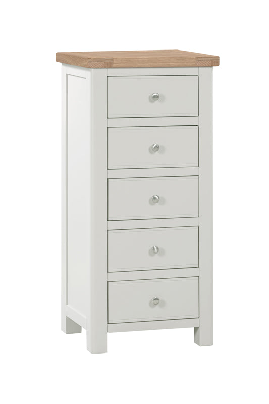 Commode Camden blanc cassé à 5 tiroirs