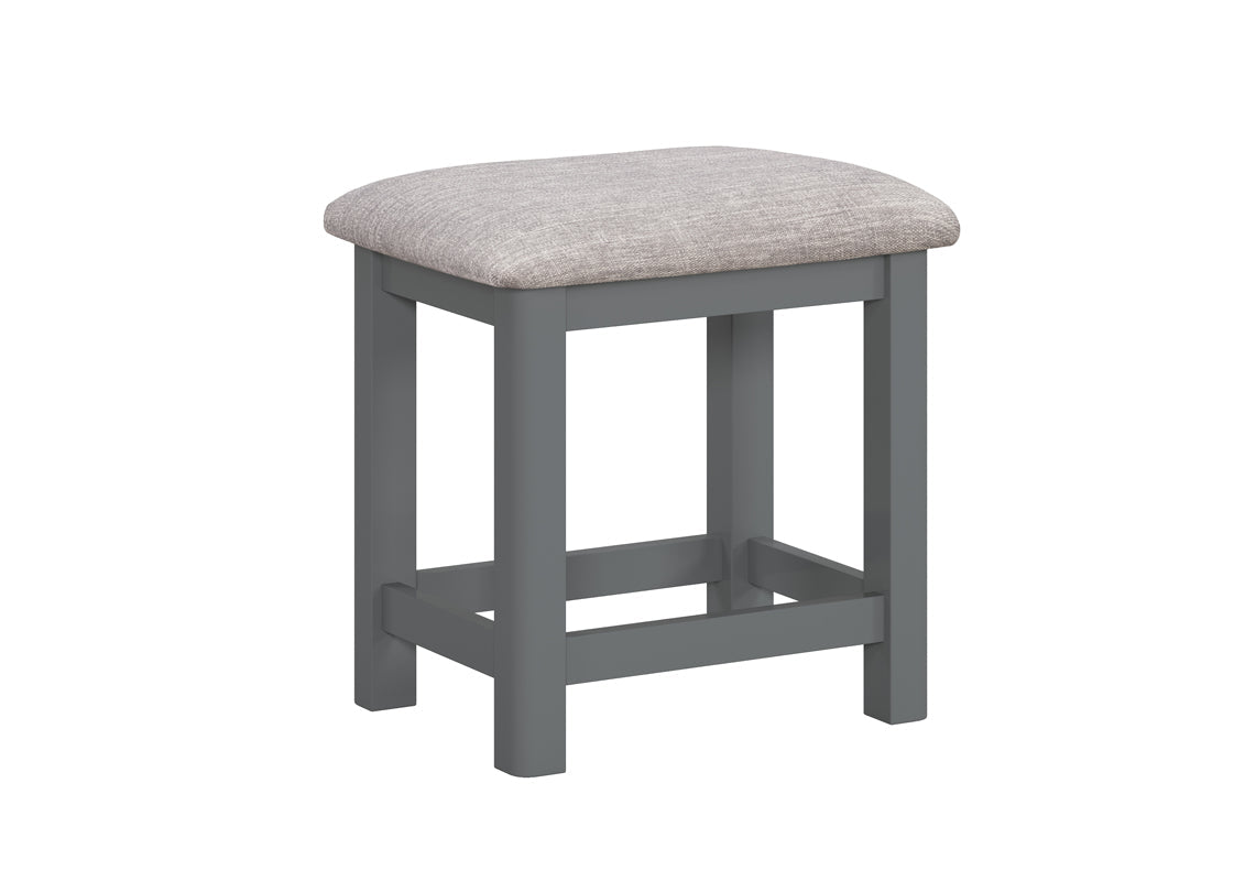 Tabouret de coiffeuse Camden en ardoise avec assise en tissu