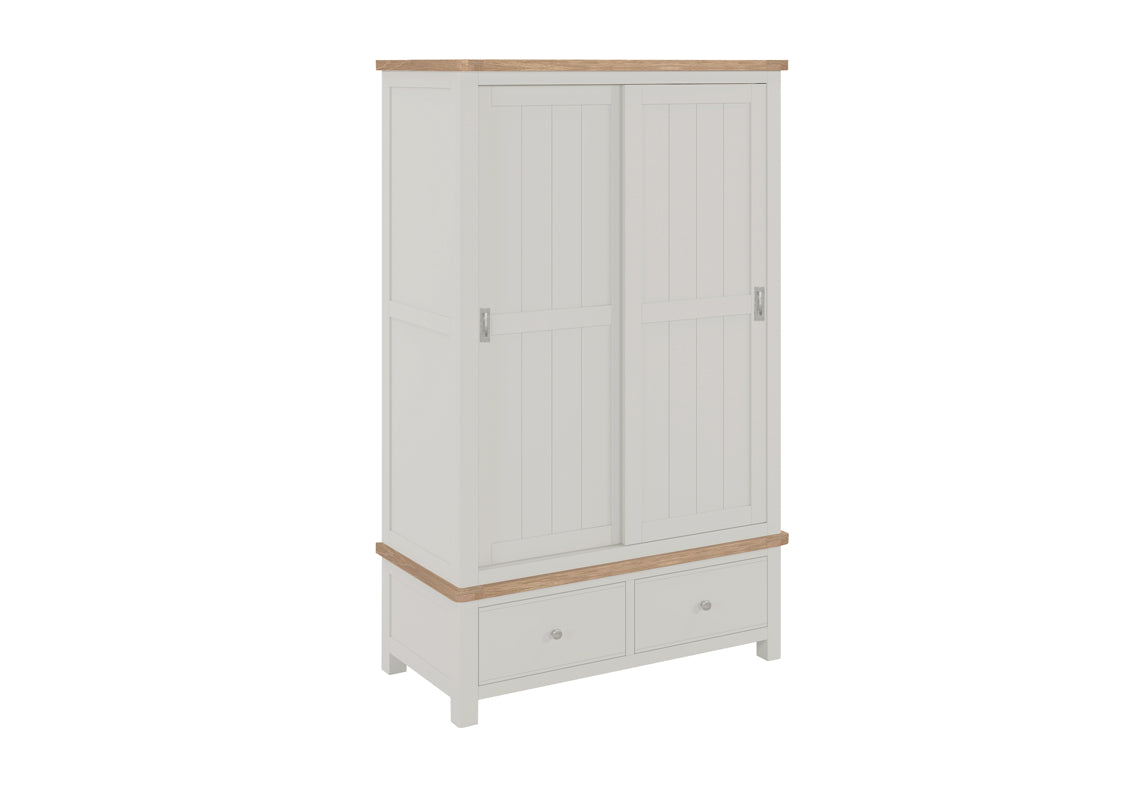 Armoire double Camden blanc cassé avec tiroirs