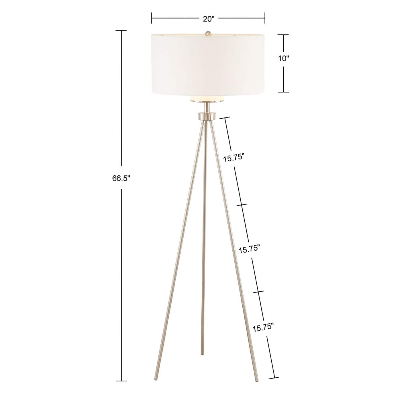 INK+IVY Pacific Metal Tripod Floor Lamp with Glass Shade