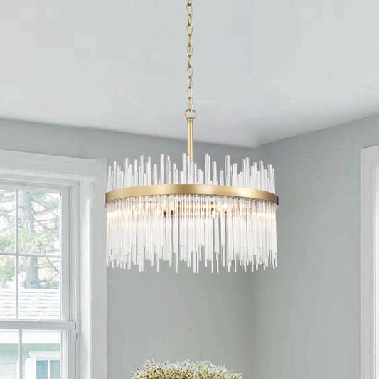 Casandra 5-light Shiny Bronze Chandelier with Clear Glass Bars - Shiny Bronze