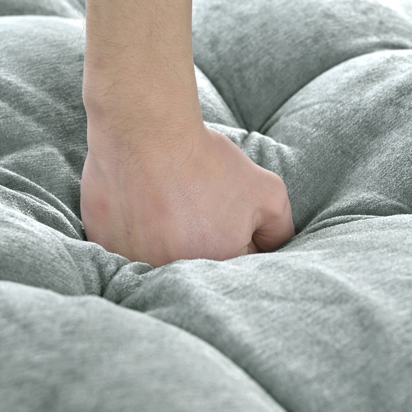 Chenille Chaise Lounge Sofa Bed, Upholstered Sofa Couch with Tufted Backrest and 2 Detachable Pillows for Living Room