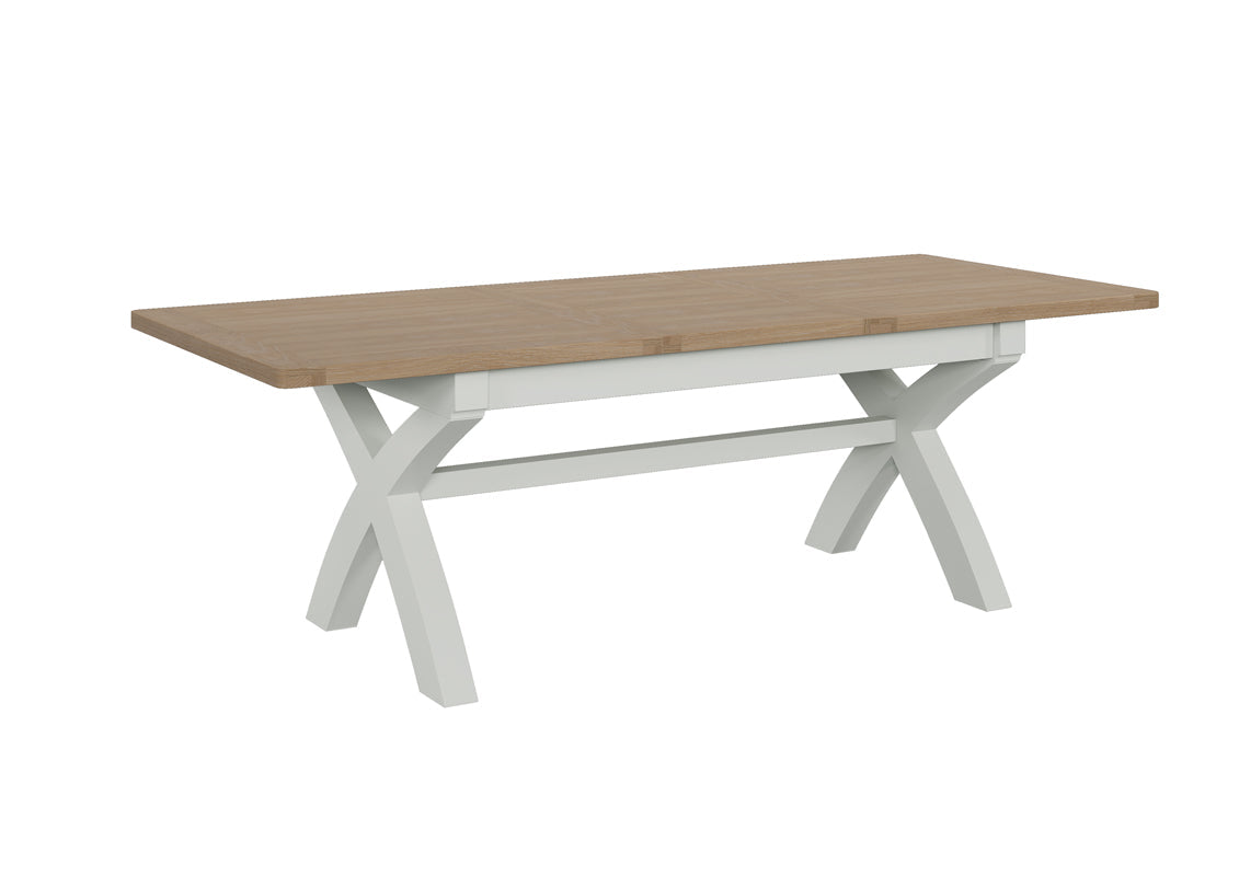 Table à manger extensible Camden blanc cassé à pieds croisés 180 cm - 240 cm