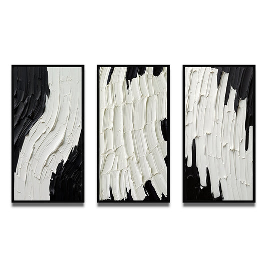 Designart Momentary Spirit Black And White Abstract II Abstract Painting Frame Gallery Wall Set Of 3 For Home Decor