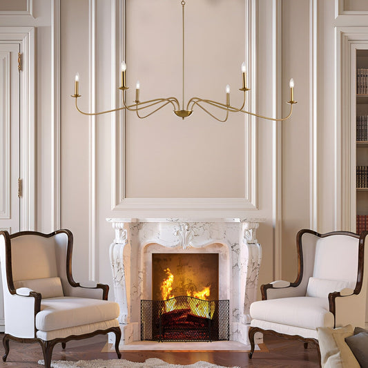 6-Light Classic French Minialist Chandelier with Candle-Style Lighting
