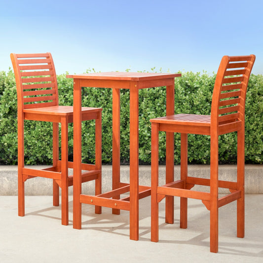 Emilio Wood Bar Table and Chair Dining Set