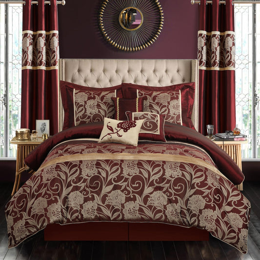 Nanshing Brie 9 Piece Floral Jacquard Comforter Set