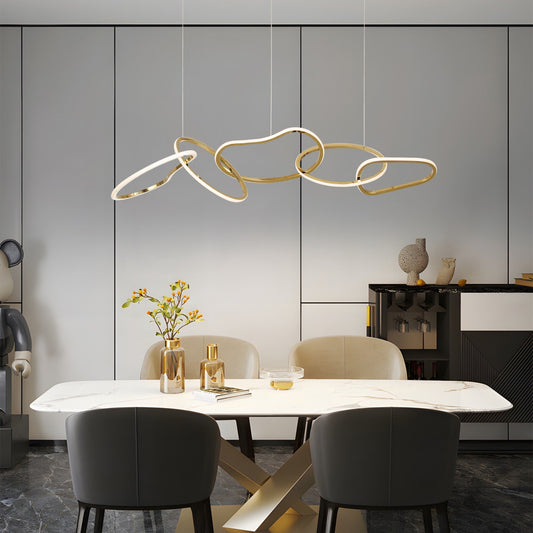 Nordic Luxury Interlocked Stainless Steel LED Chandelier Dining Room Ceiling Light