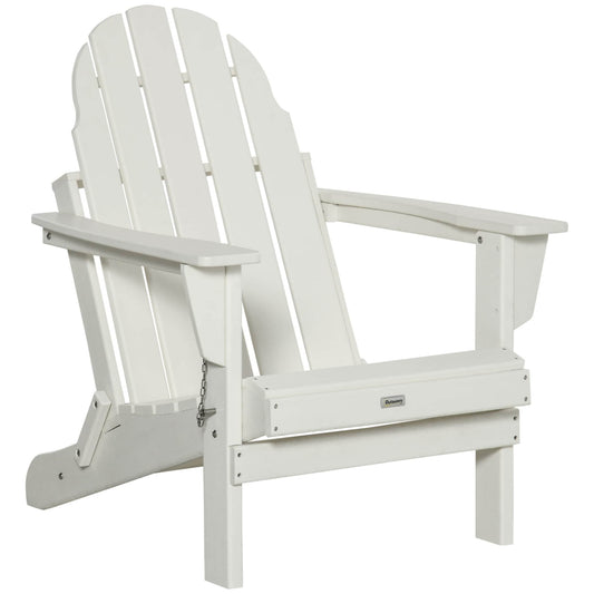 Outsunny Folding Adirondack Chair, HDPE Outdoor All Weather Plastic Lounge Beach Chairs for Patio Deck and Lawn Furniture