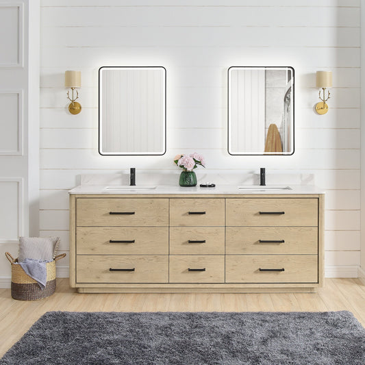 Porto Bath Vanity with White Quartz Stone Top without Mirror