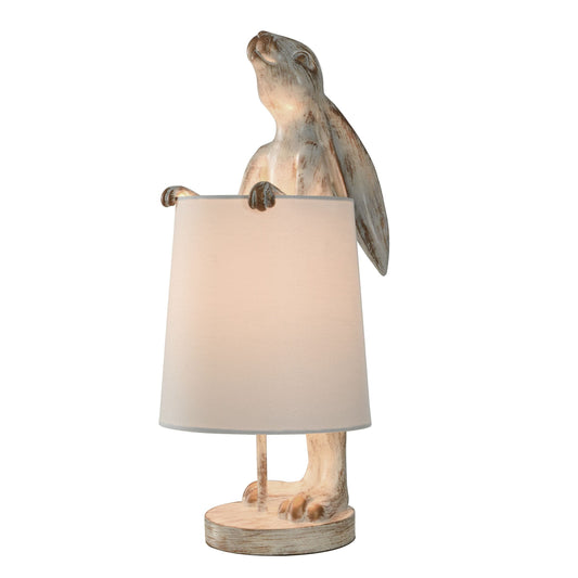StyleCraft Malta White Washed Light Copper Rabbit Desk Lamp