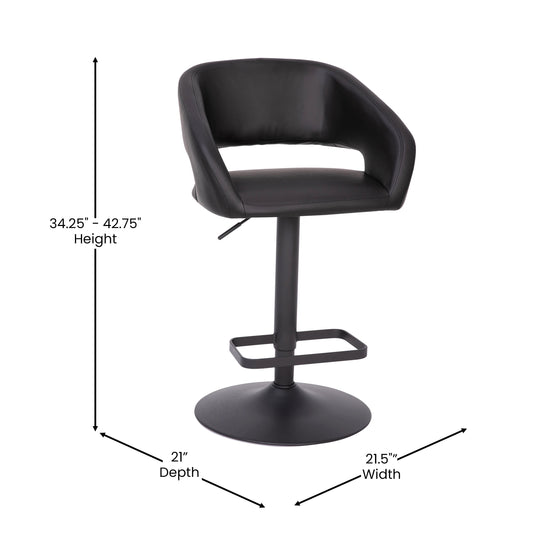 Modern Upholstered Adjustable-Height Barstool with Rounded Back