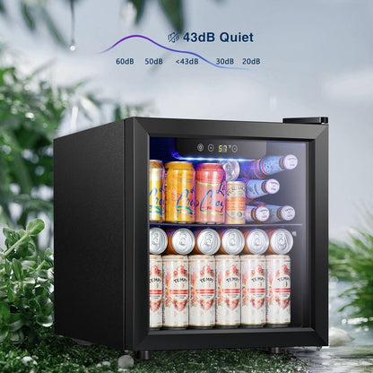 1.3cu.ft Beverage Refrigerator Cooler - 48 Can 12 Bottle Mini Fridge Glass Door, Electronic Touch Control