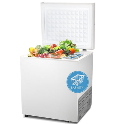 1.8 Cu.Ft Chest Freezer with Removable Basket, Bottom Drain, 7-Level Thermostat, Freestanding Design for Home and Apartment