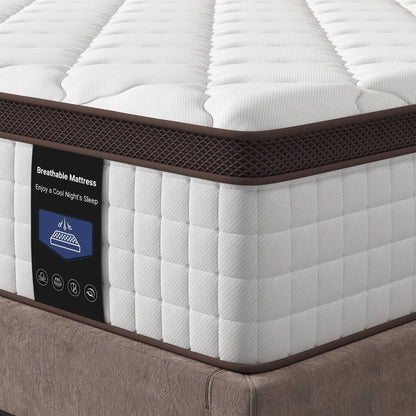 10 Hybrid Memory Foam Mattress - Medium Firm Support with Reinforced Coils for Pressure Relief, CertiPUR-US Certified