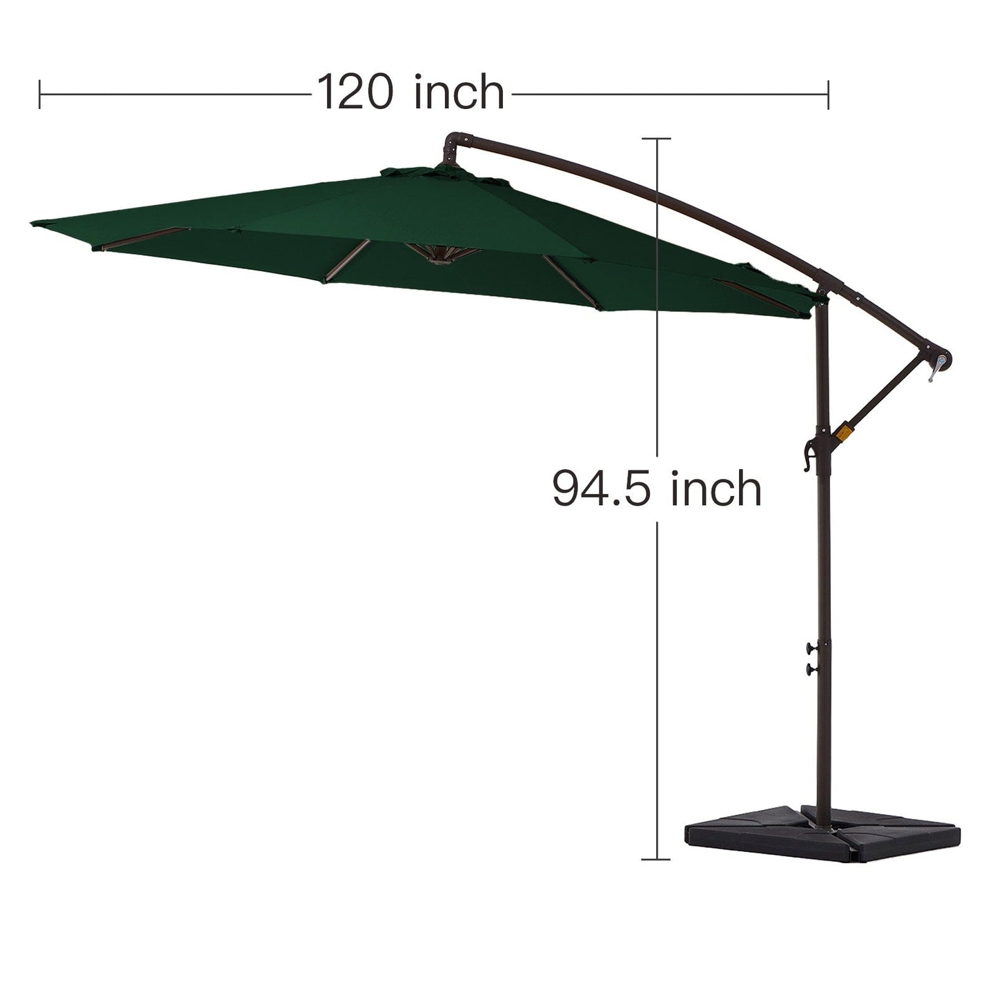 10 ft Steel Crank-lift Cantilever Umbrella With Weighted Base