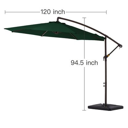 10 ft Steel Crank-lift Cantilever Umbrella With Weighted Base