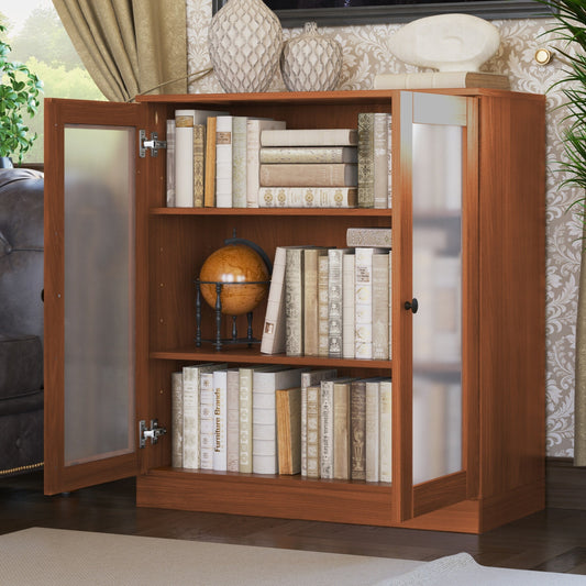 100% Solid Wood 3-shelf Bookcase with Optional Doors by Palace Imports