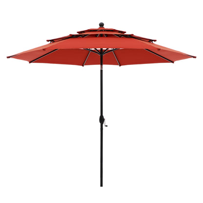 MAISON ARTS 10ft 3 Tier Auto-tilt Patio Umbrella Outdoor Double Vented Umbrella with LED Lights
