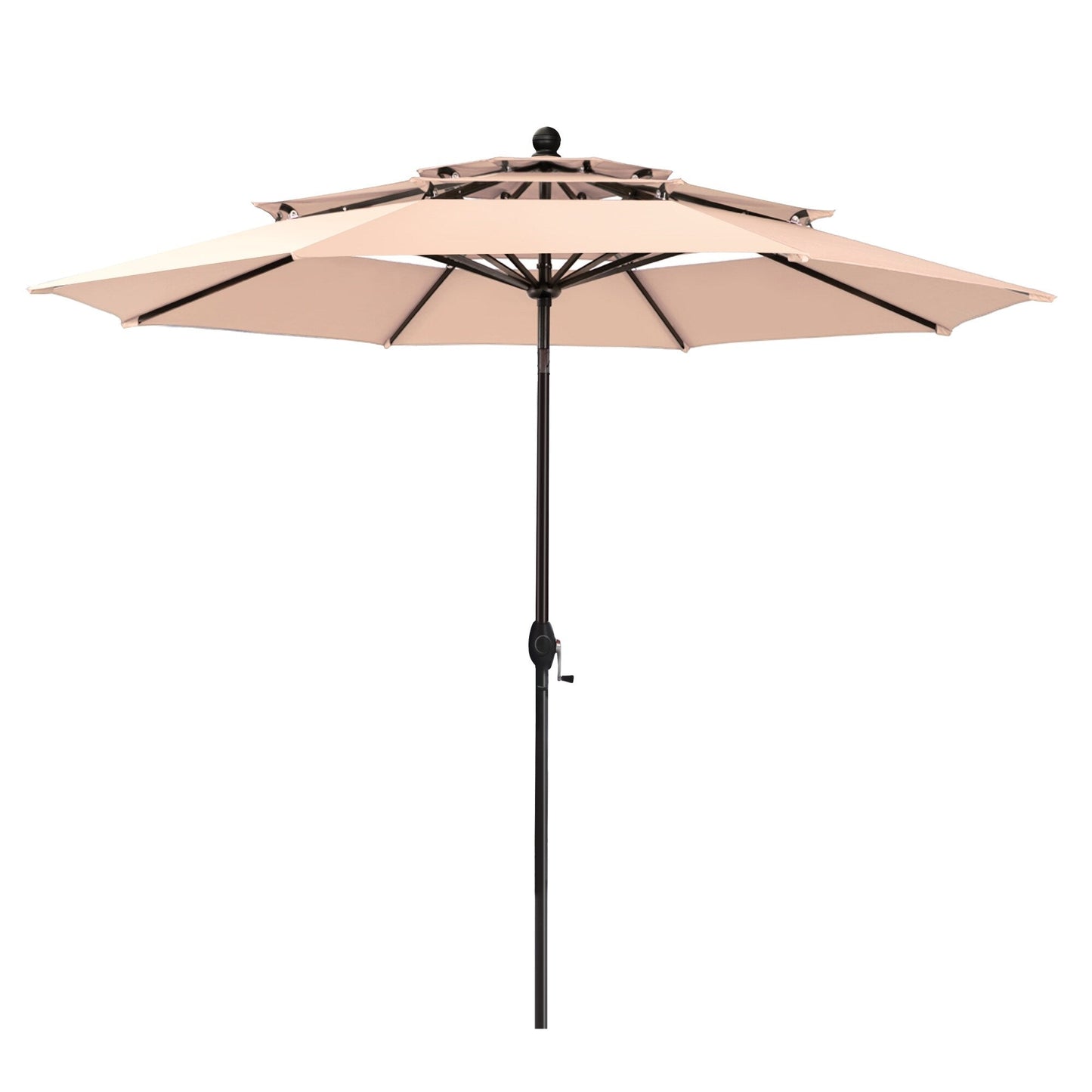 MAISON ARTS 10ft 3 Tier Auto-tilt Patio Umbrella Outdoor Double Vented Umbrella with LED Lights