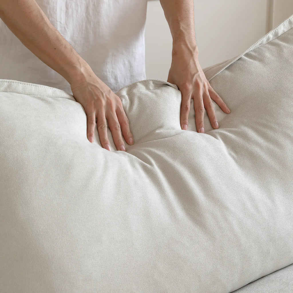 Canapés d'angle Deluxe Linen Cloud | Ensemble de 6 canapés d'angle en forme de U, 4 places, en coton et lin beige