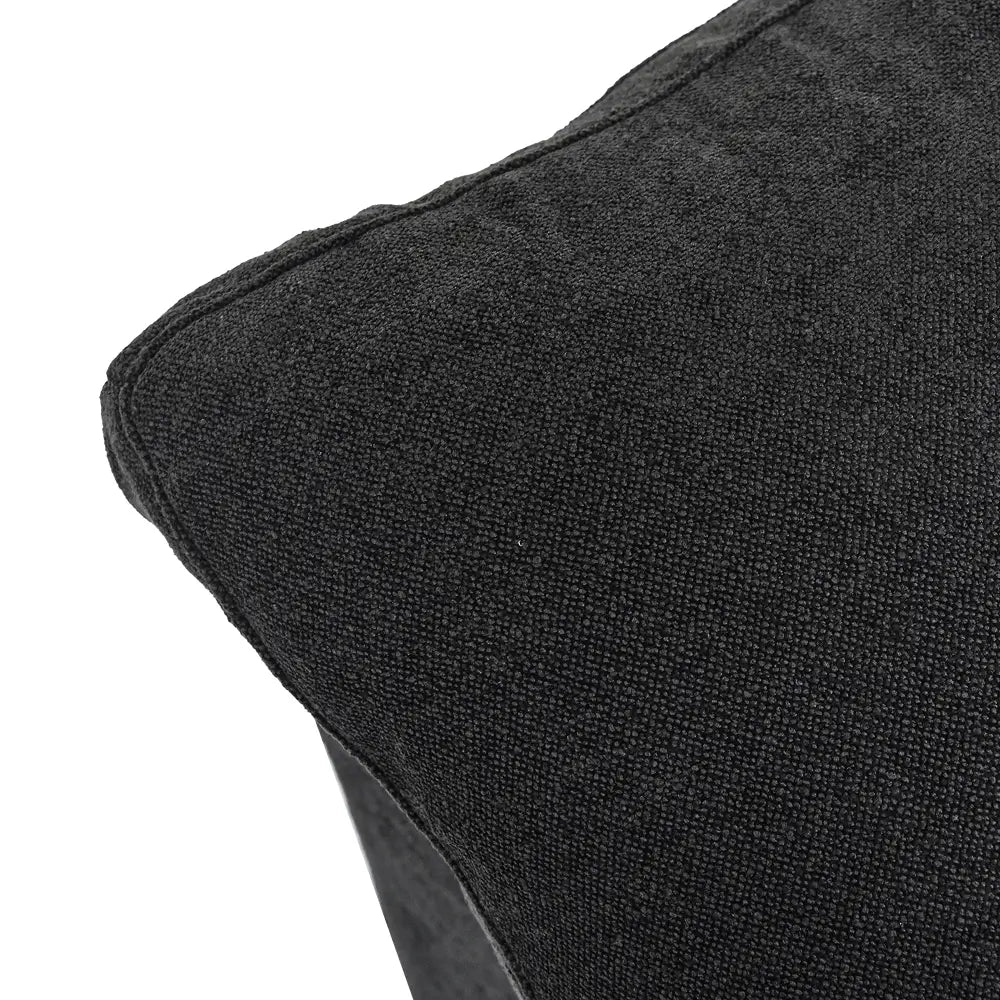 Canapés d'angle Deluxe Premium Cloud | Ensemble 6 pièces en coton et lin noir en forme de U avec pouf de rangement 160 cm et 4 places