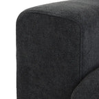 Canapés d'angle Deluxe Premium Cloud | Ensemble 4 pièces en coton et lin noir, forme L, pouf de rangement 120 cm, 3 places
