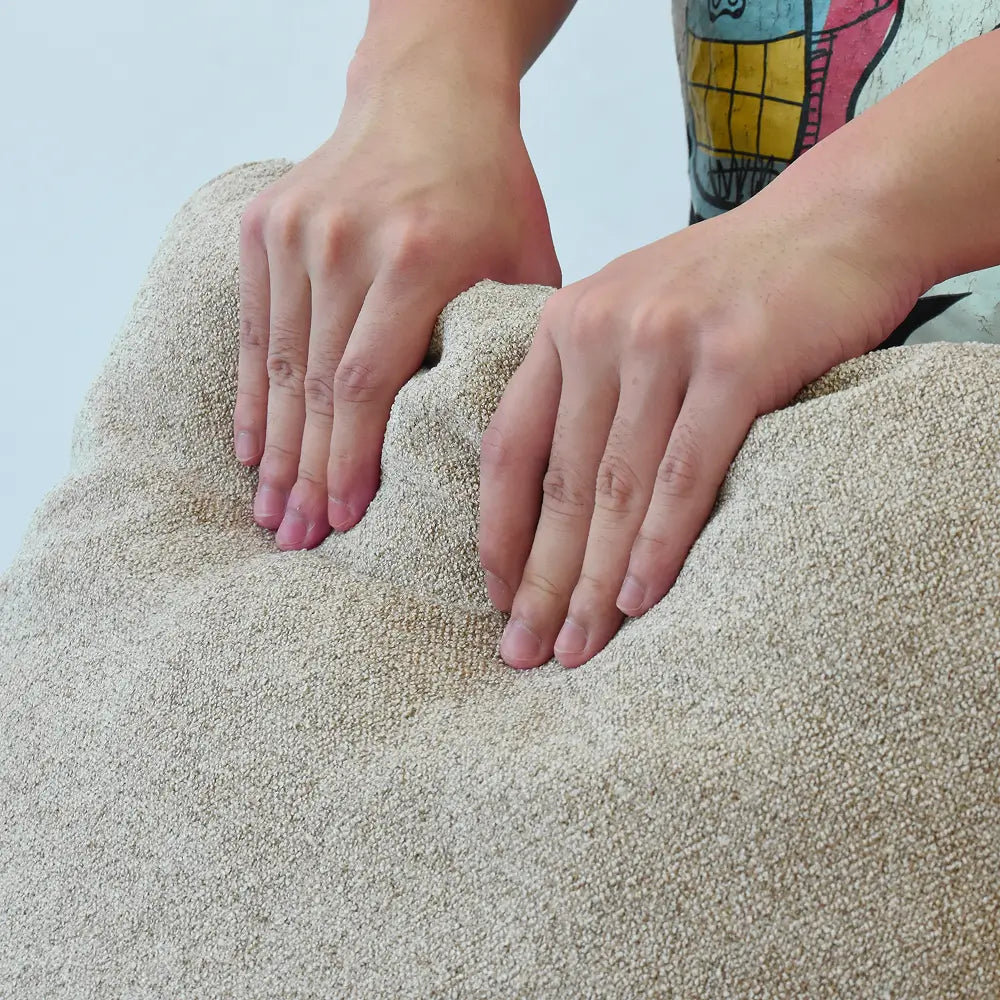 Canapés d'angle Deluxe Premium Cloud | Canapé d'angle 4 pièces en coton et lin kaki avec pouf de rangement 160 cm, 4 places