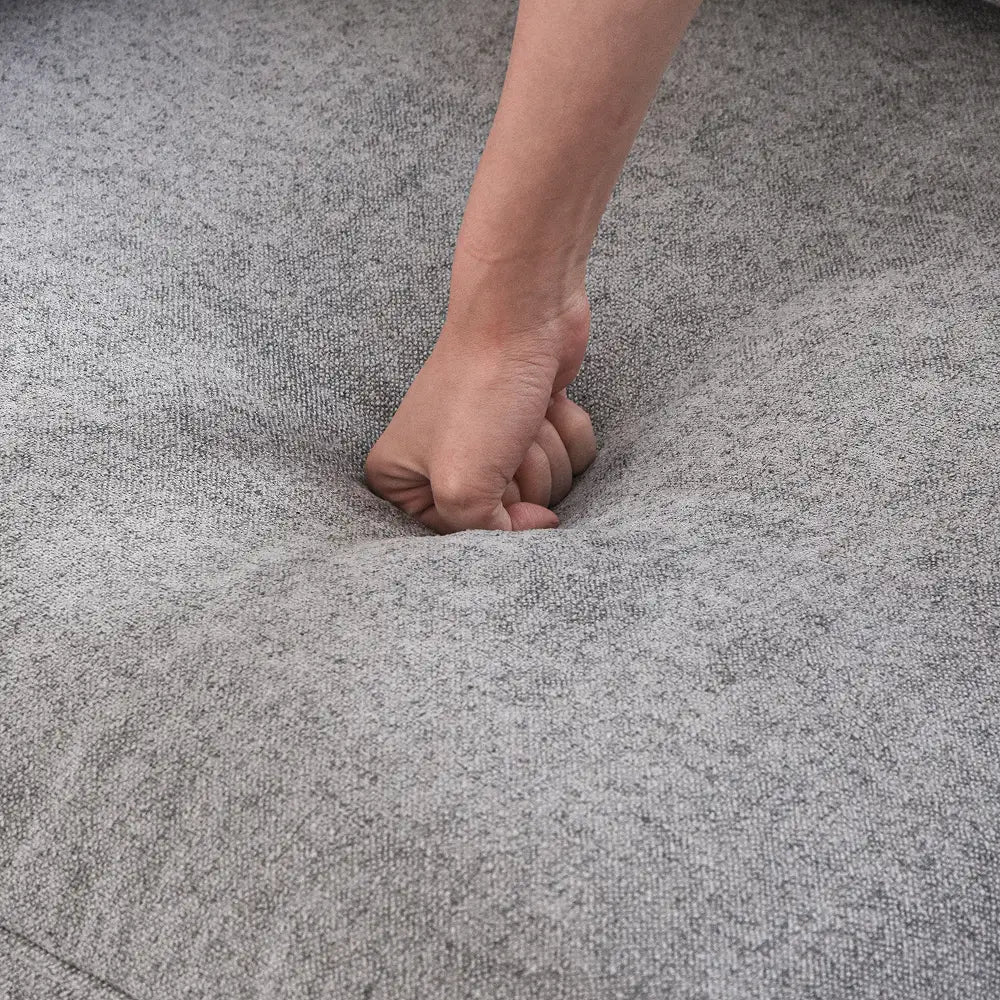 Canapés d'angle Deluxe Premium Cloud | Canapés d'angle 3 pièces en coton et lin gris clair avec méridienne et 120 coussins d'accoudoirs flexibles, 2 places