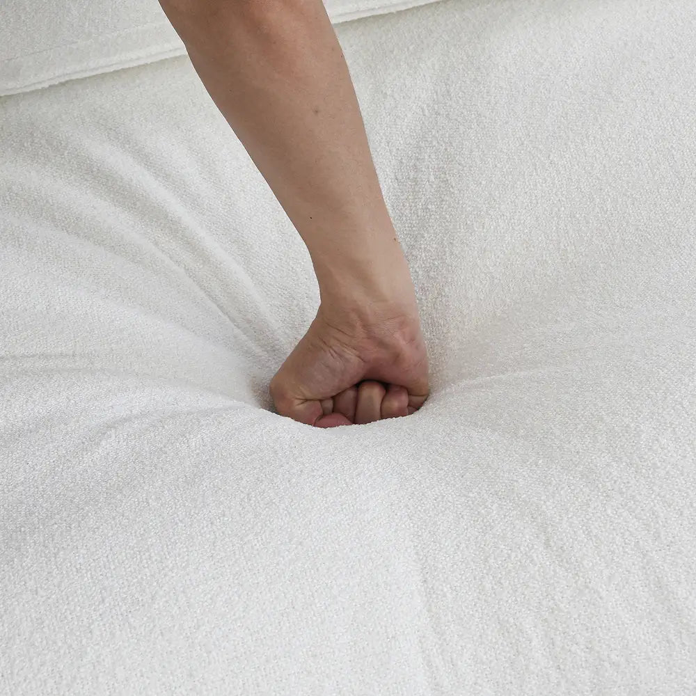 Canapés d'angle Deluxe Premium Cloud | Ensemble 5 pièces en coton et lin blanc, en forme de L, 4 places, housses amovibles et lavables, 160 cm