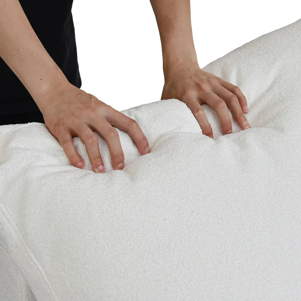 Canapés d'angle Deluxe Premium Cloud | Canapés d'angle en V 6 pièces en coton et lin blanc | 160 housses amovibles et lavables | 5 places