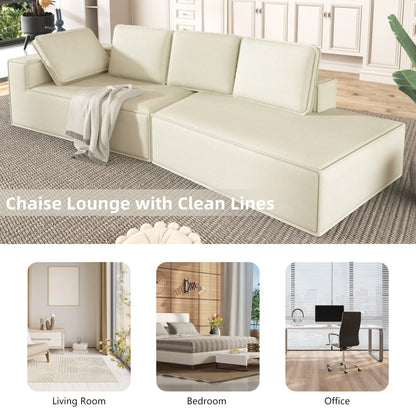 125 Stylish Chaise Lounge Modern Indoor Lounge Sofa Sleeper Sofa with Clean Lines for Living Room, Beige