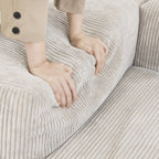 Canapés modulaires modernes Matrix | Canapé d'angle 3 pièces en velours côtelé beige avec méridienne 2 places