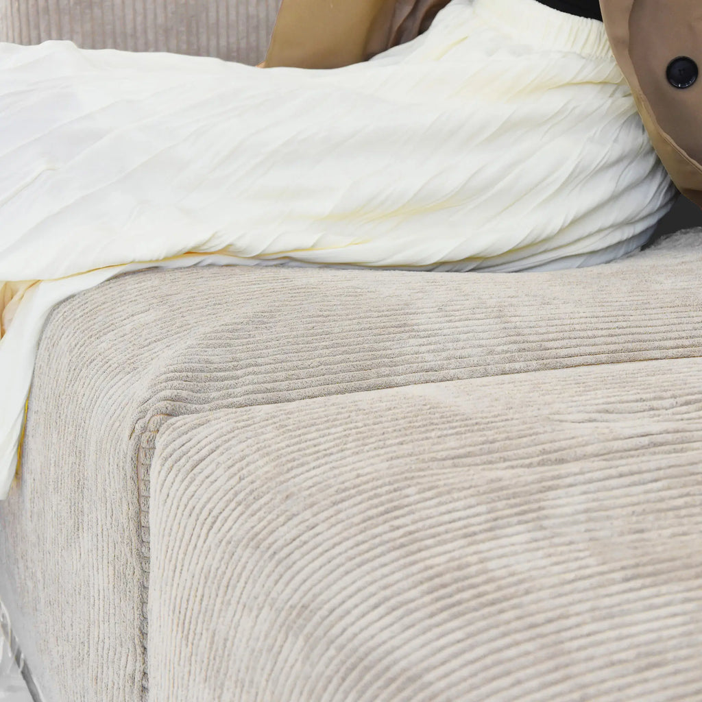 Canapés modulaires modernes Matrix | Canapé d'angle en velours côtelé beige 4 pièces, 3 places