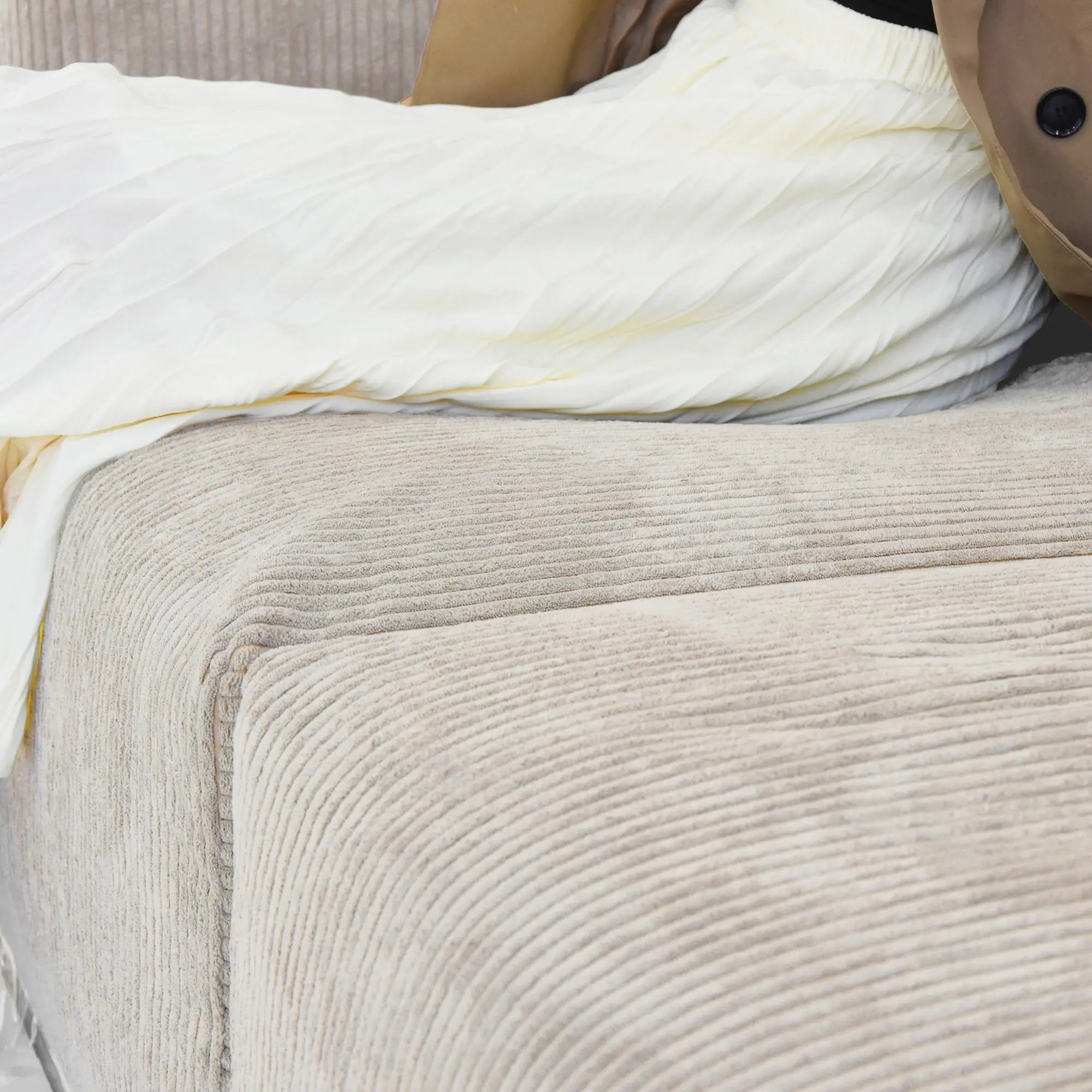 Canapés modulaires modernes Matrix | Canapé d'angle en velours côtelé beige 4 pièces, 3 places