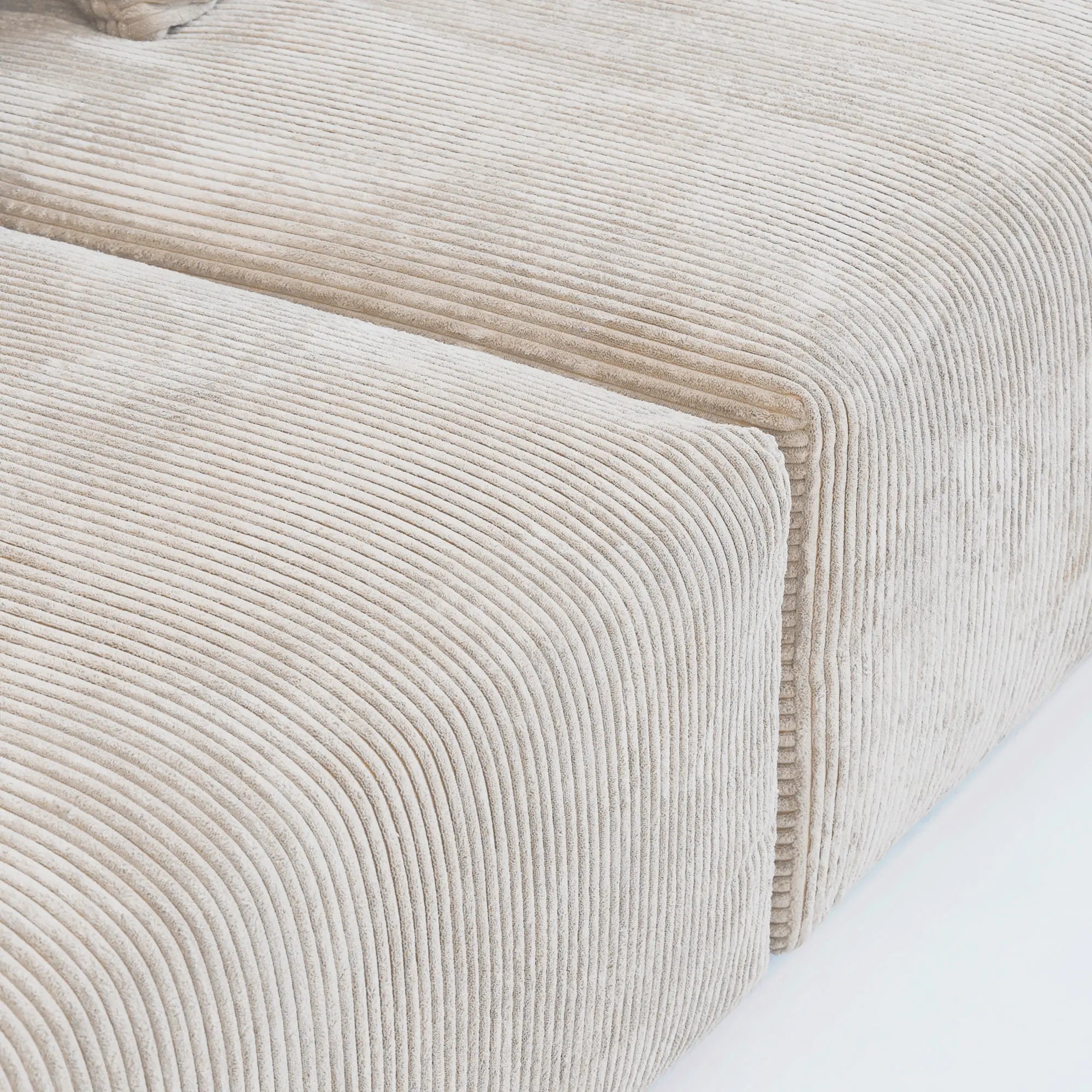 Canapés modulaires modernes Matrix | Canapé d'angle 3 pièces en velours côtelé beige avec méridienne 2 places