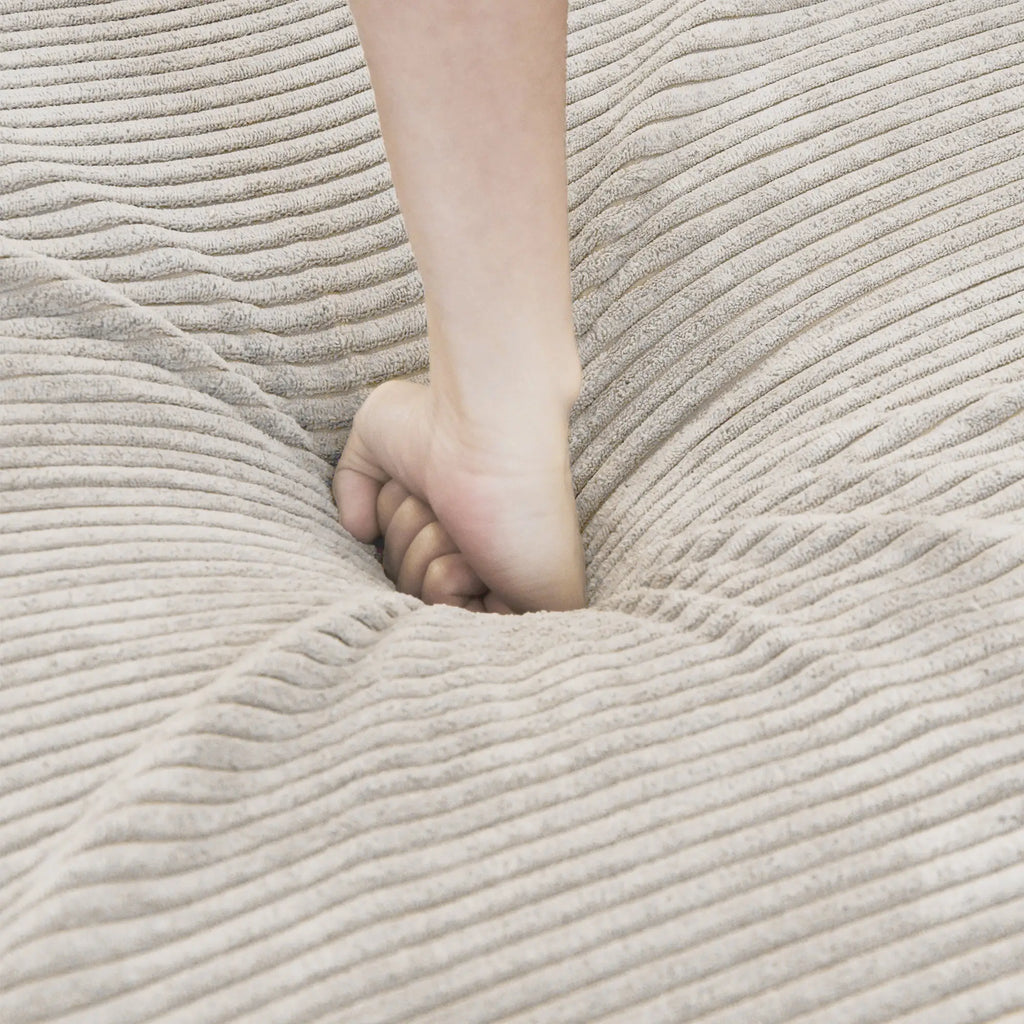 Canapés modulaires modernes Matrix | Canapé d'angle 3 pièces en velours côtelé beige avec méridienne 2 places