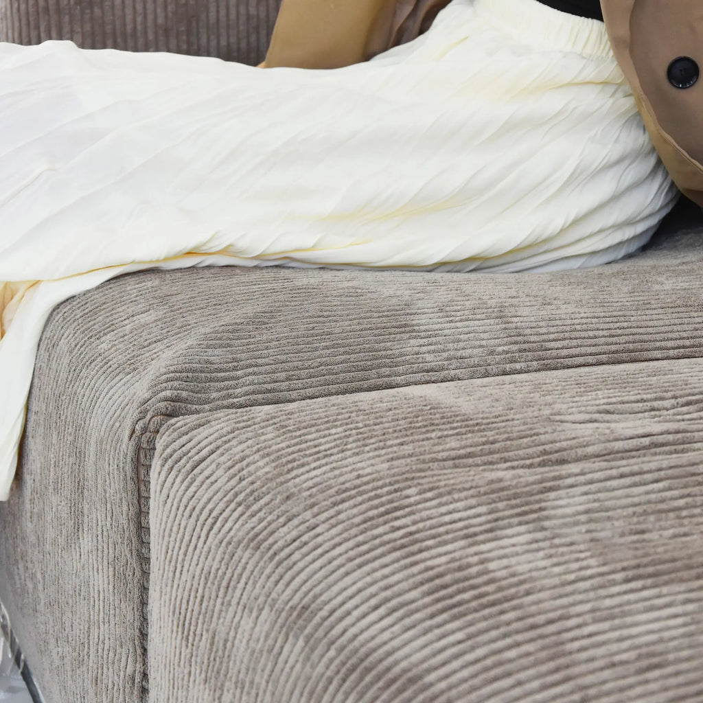 Canapés modulaires modernes Matrix | Ensemble de 5 pièces en velours côtelé marron en forme de U, 3 places