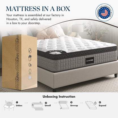 Assembled in USA - 12 Diamond Hybrid Mattress Pocket Coil and Cool Gel Memory Foam