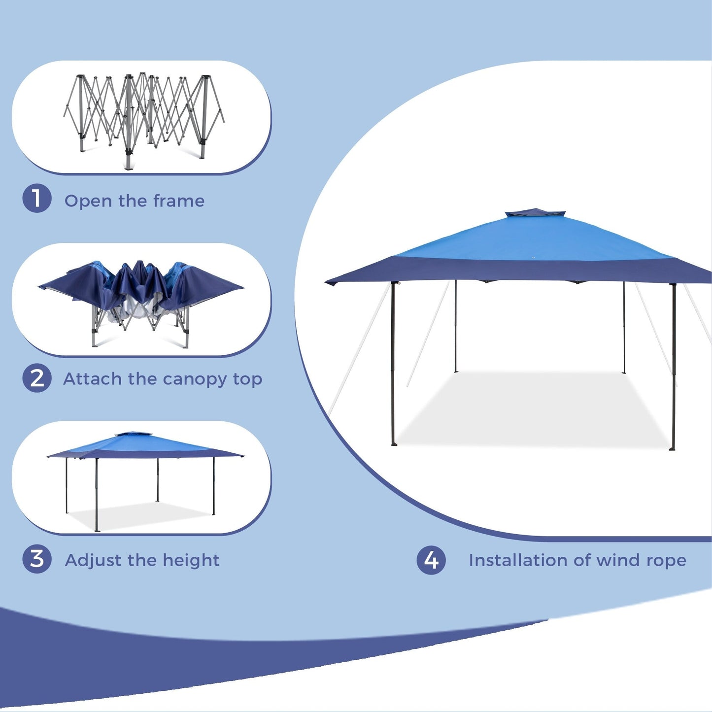 13' x 13' Outdoor Canopy Patio Gazebo Reinforced garden Pop-up Canopy Tentwith Elegant Corner Curtain - 13x13ft