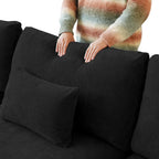 Canapés d'angle Deluxe Slope Cloud | Ensemble 6 pièces en lin noir, forme en U, 160 coussins de dossier réglables, 4 places