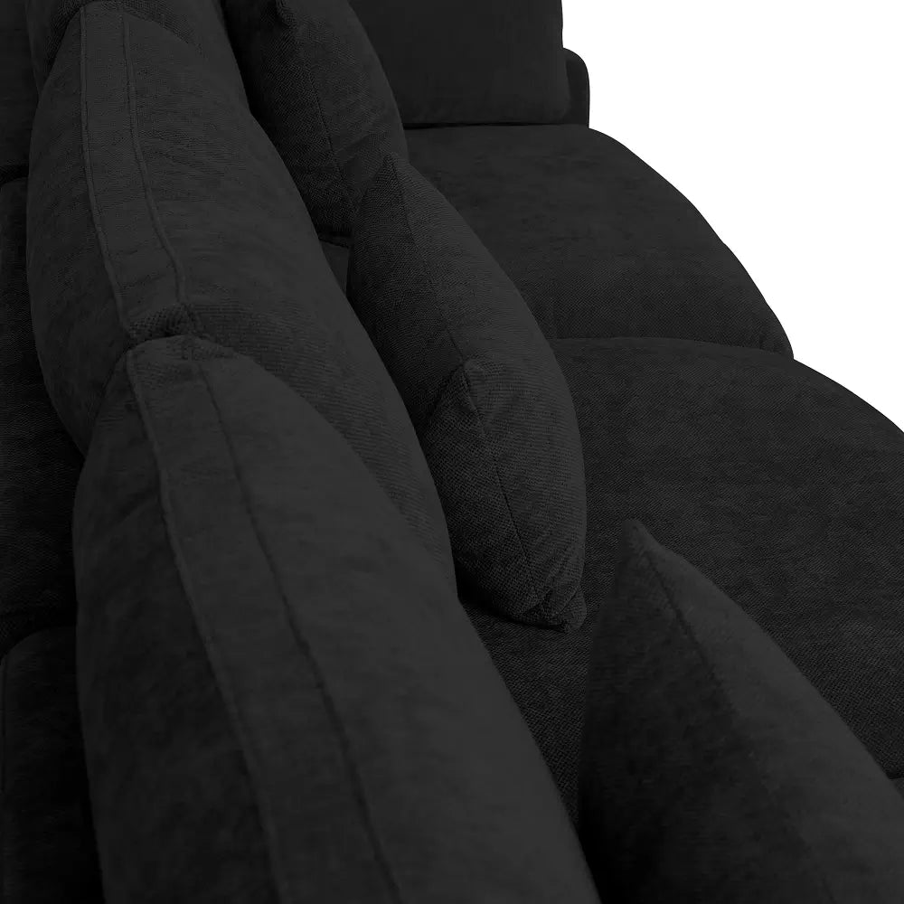 Canapés d'angle Deluxe Slope Cloud | Ensemble de 5 pièces en lin noir, 160 coussins de dossier réglables, 4 places