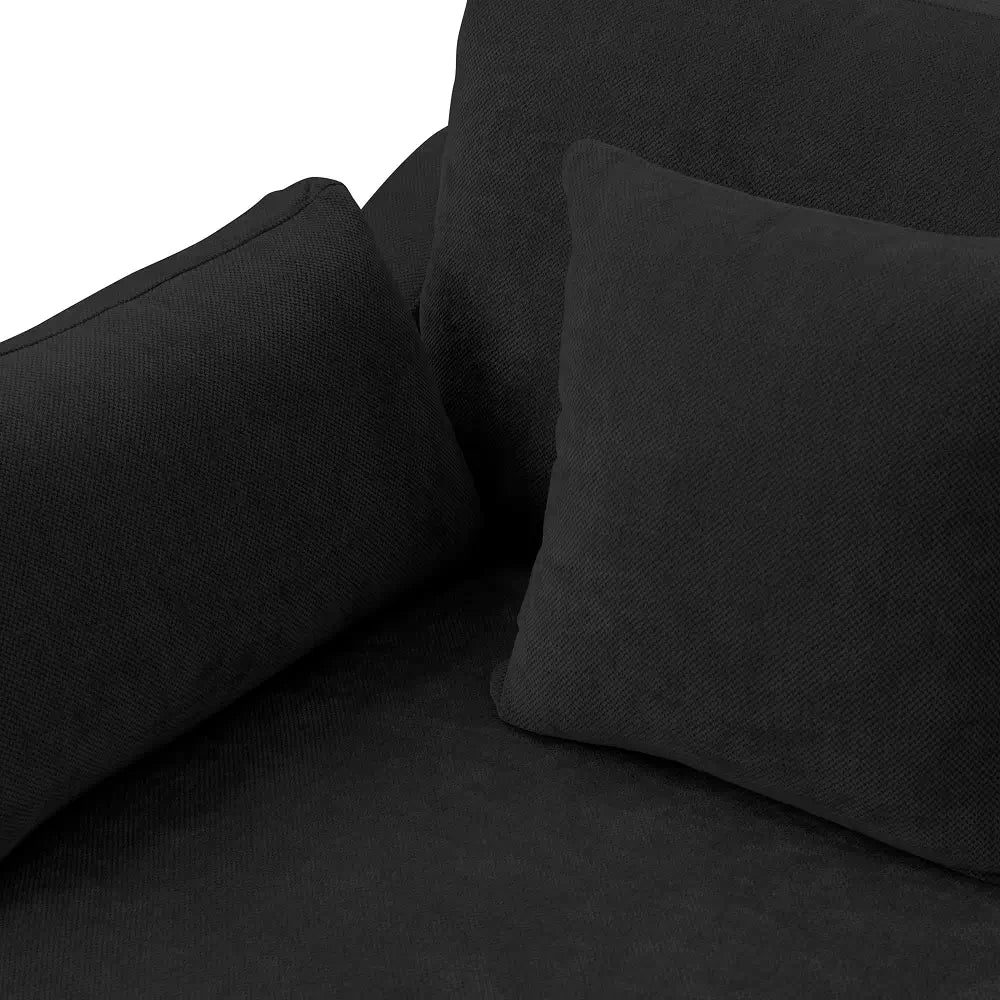 Canapés d'angle Deluxe Slope Cloud | Ensemble de 5 pièces en lin noir, 160 coussins de dossier réglables, 4 places