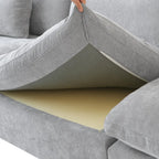Canapés d'angle Deluxe Slope Cloud | Ensemble 5 pièces en lin gris clair, forme en U, 120 coussins de dossier réglables, 3 places