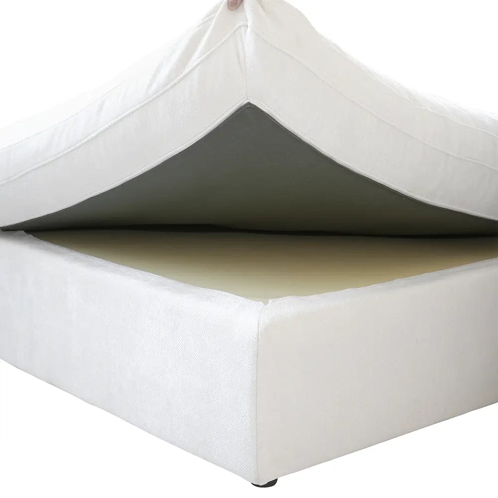 Canapés d'angle Deluxe Slope Cloud | Ensemble de 4 pièces en lin blanc, forme L, 120 coussins de dossier réglables, 3 places