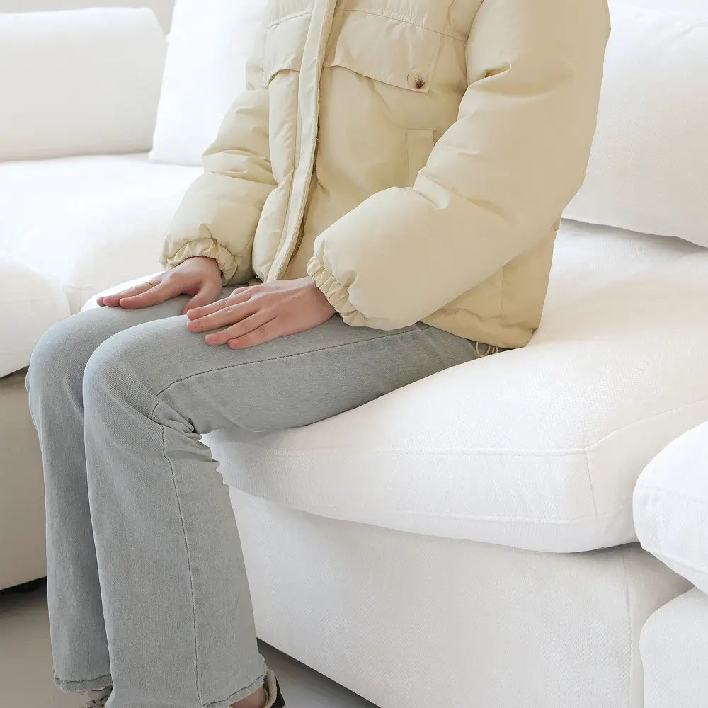 Canapés d'angle Deluxe Slope Cloud | Canapés d'angle 3 pièces en lin blanc avec méridienne | Design modulaire 80 2 places