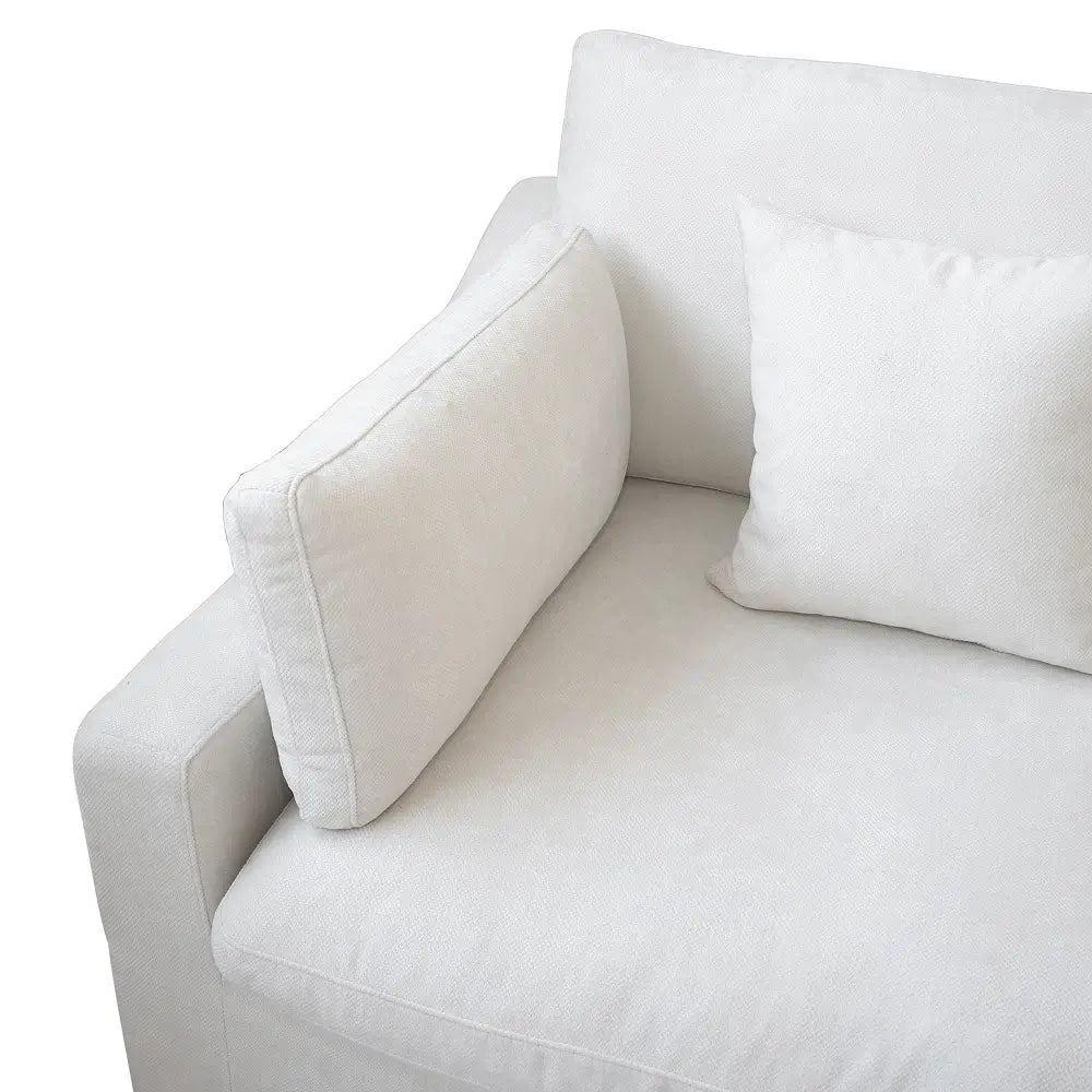 Canapés d'angle Deluxe Slope Cloud | Ensemble de 6 pièces en lin blanc en forme de U, 160 coussins de dossier réglables, 4 places