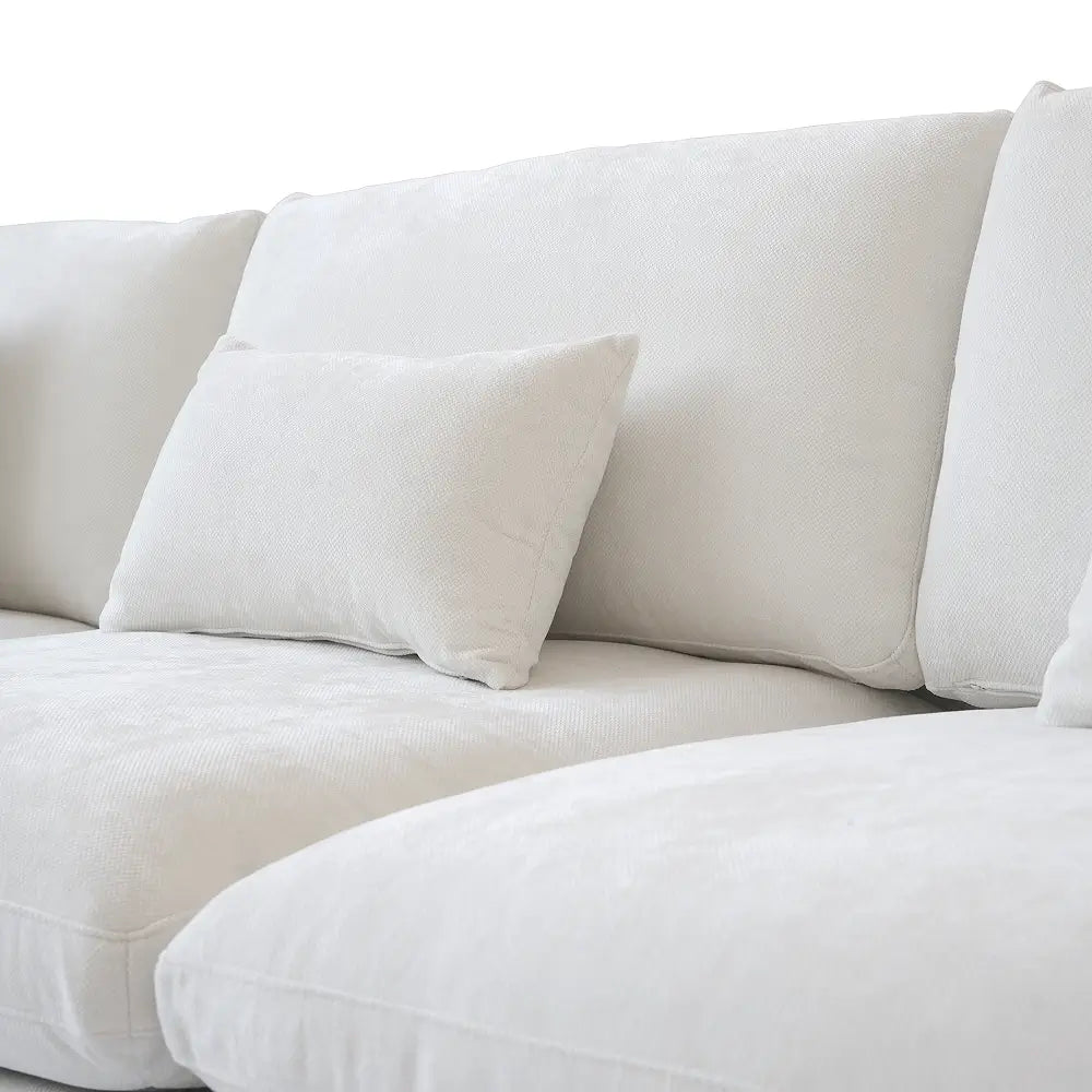 Canapés d'angle Deluxe Slope Cloud | Ensemble de 5 pièces en lin blanc, en forme de L, avec 160 coussins de dossier réglables, 4 places